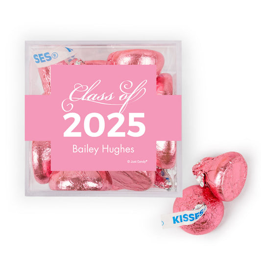 Personalized Graduation Class of JUST CANDY® favor cube with Hershey's Kisses