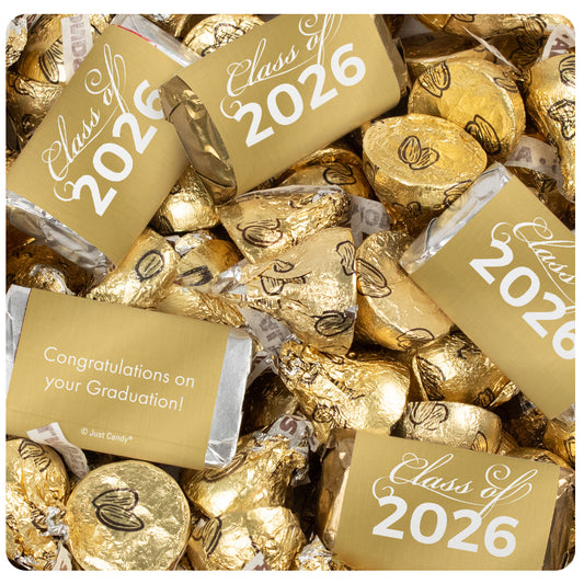Gold Graduation Candy Mix - Hershey's Miniatures and Kisses