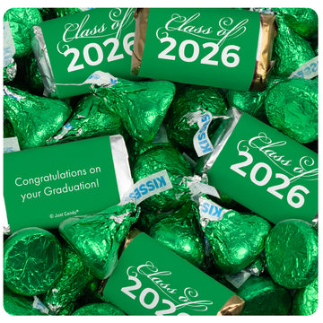Green Graduation Candy Mix - Hershey's Miniatures and Kisses