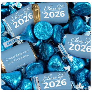Light Blue Graduation Candy Mix - Hershey's Miniatures and Kisses