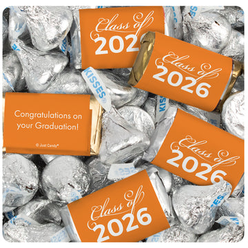 Graduation Orange Candy Hershey's Kisses & Hershey's Miniatures for Party Favors