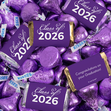Graduation Purple Candy Hershey's Kisses & Hershey's Miniatures for Party Favors