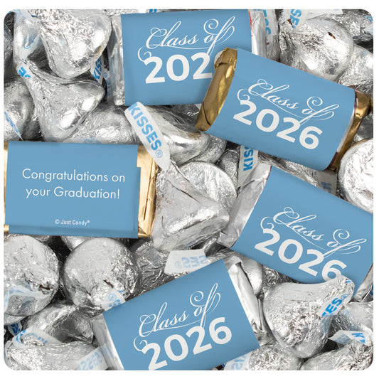 Light Blue Graduation Candy Hershey's Kisses & Hershey's Miniatures for Party Favors