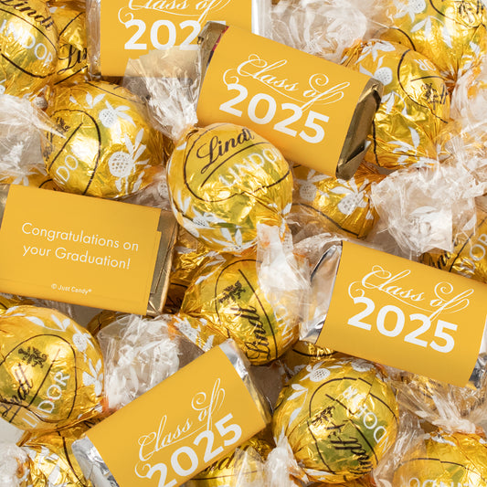 Yellow Graduation Chocolate Mix - Hershey's Miniatures and Lindor Truffles - 65 Pieces