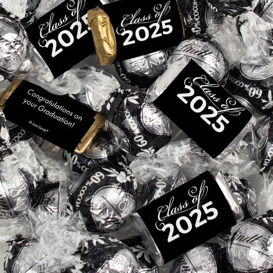 Black Graduation Chocolate Mix - Hershey's Miniatures and Lindor Truffles - 65 Pieces