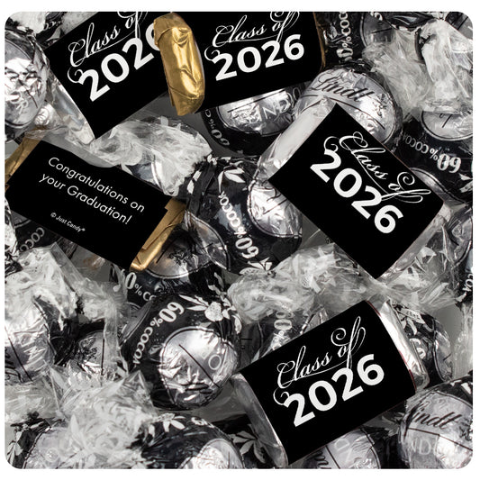 Black Graduation Chocolate Mix - Hershey's Miniatures and Lindor Truffles - 65 Pieces