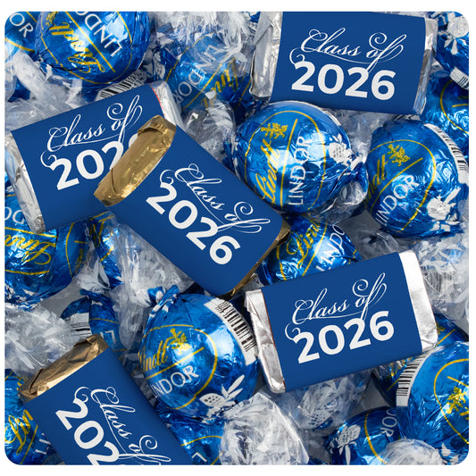 Graduation Chocolate Mix - Hershey's Miniatures and Lindor Truffles 61 Pieces - All Colors