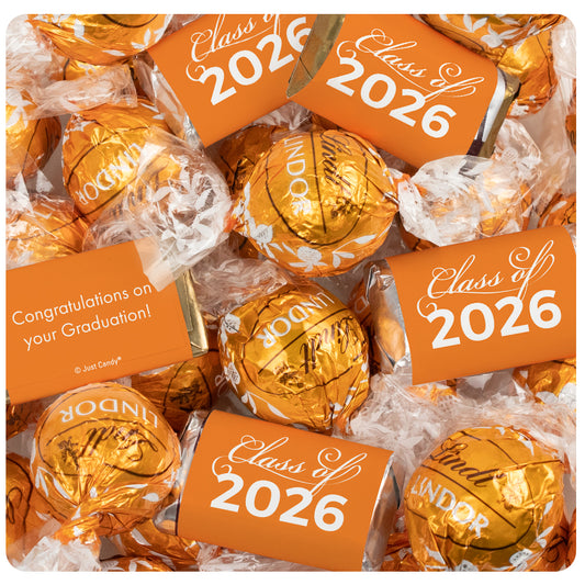 Orange Graduation Chocolate Mix - Hershey's Miniatures and Lindor Truffles - 61 Pieces