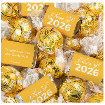 Yellow Graduation Chocolate Mix - Hershey's Miniatures and Lindor Truffles - 61 Pieces