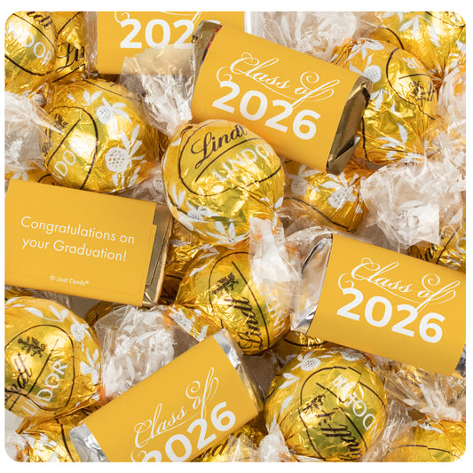 Yellow Graduation Chocolate Mix - Hershey's Miniatures and Lindor Truffles - 61 Pieces