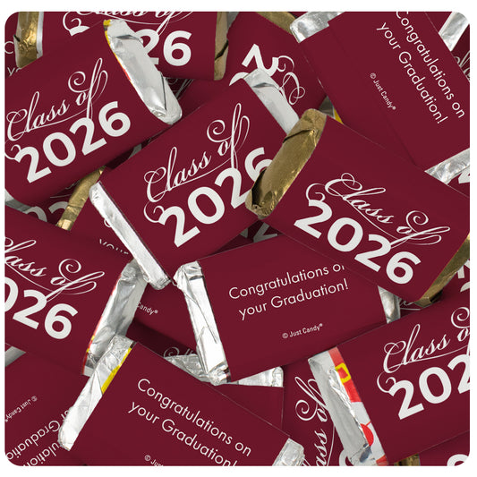 Maroon Graduation Candy Hershey's Kisses & Hershey's Miniatures for Party Favors