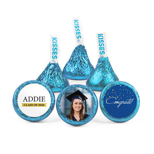 Blue Graduation Personalized Hershey's Kisses - Confetti Photo