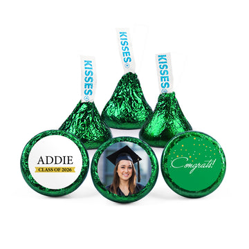 Green Graduation Personalized Hershey's Kisses - Confetti Photo