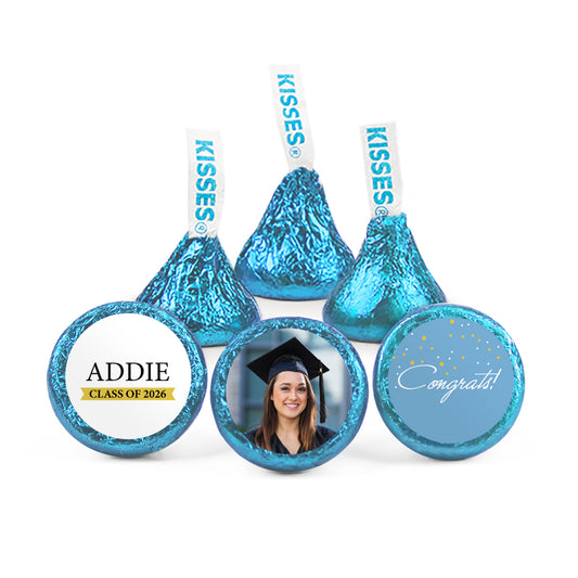 Light Blue Graduation Personalized Hershey's Kisses - Confetti Photo