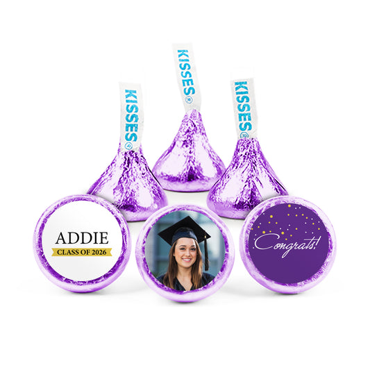 Purple Graduation Personalized Hershey's Kisses - Confetti Photo
