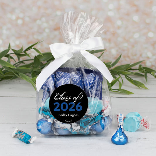 Personalized Class of Graduation Blue Candy Goodie Bag