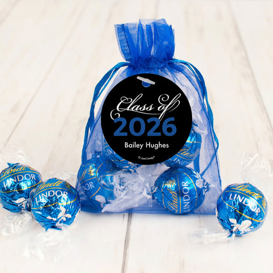 Personalized Graduation Blue Lindt Truffle Organza Bag