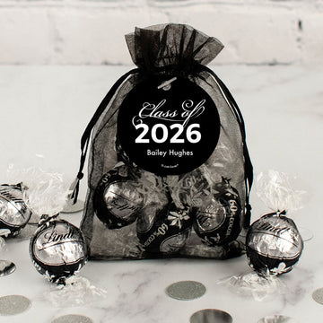 Personalized Graduation Black Lindt Truffle Organza Bag