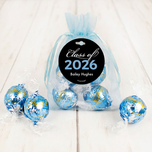 Personalized Graduation Light Blue Lindt Truffle Organza Bag