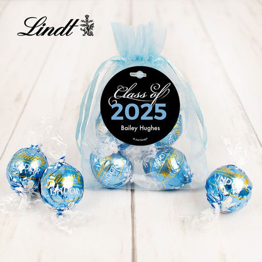 Personalized Graduation Light Blue Lindt Truffle Organza Bag