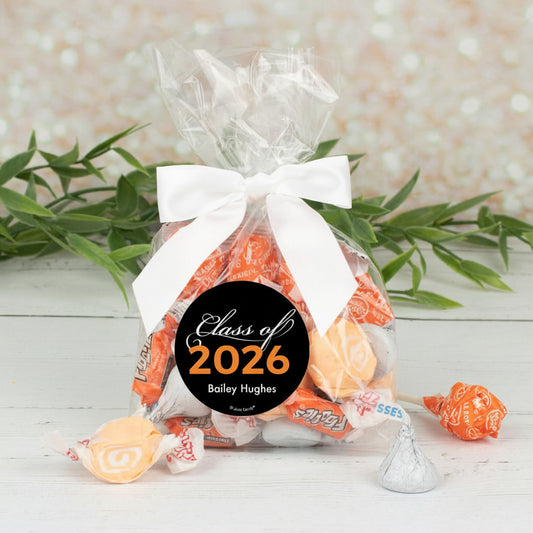 Personalized Class of Graduation Orange Candy Goodie Bag