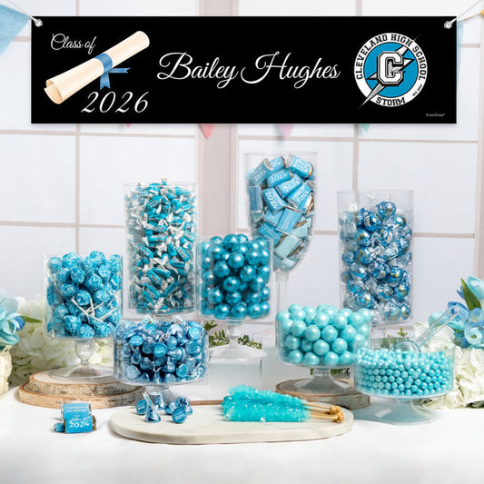 Personalized Light Blue Graduation Diploma Deluxe Candy Buffet