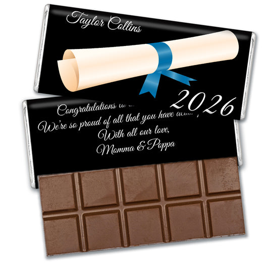 Blue Graduation Personalized Hershey's Milk Chocolate Bar Diploma