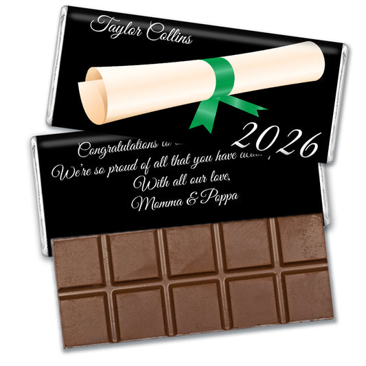 Green Graduation Personalized Hershey's Milk Chocolate Bar Diploma