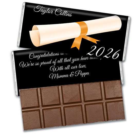 Orange Graduation Personalized Hershey's Milk Chocolate Bar Diploma