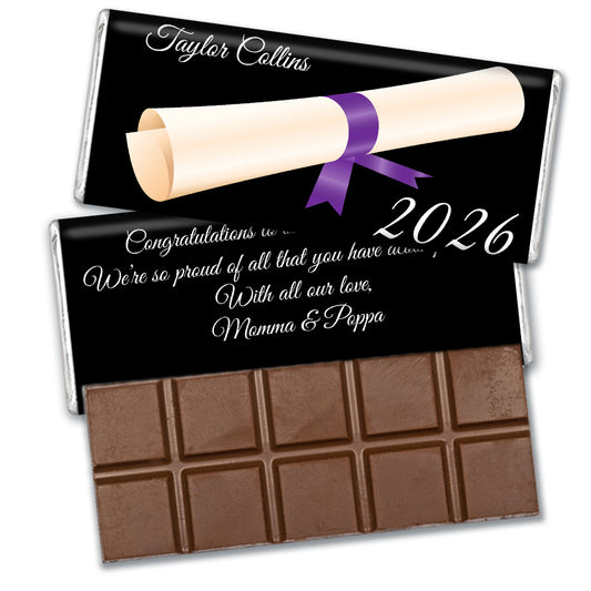 Purple Graduation Personalized Hershey's Milk Chocolate Bar Diploma