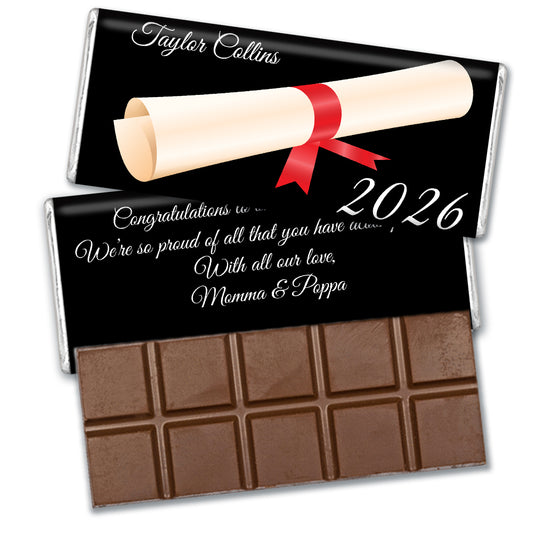 Red Graduation Personalized Hershey's Milk Chocolate Bar Diploma