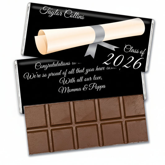Silver Graduation Personalized Hershey's Milk Chocolate Bar Diploma