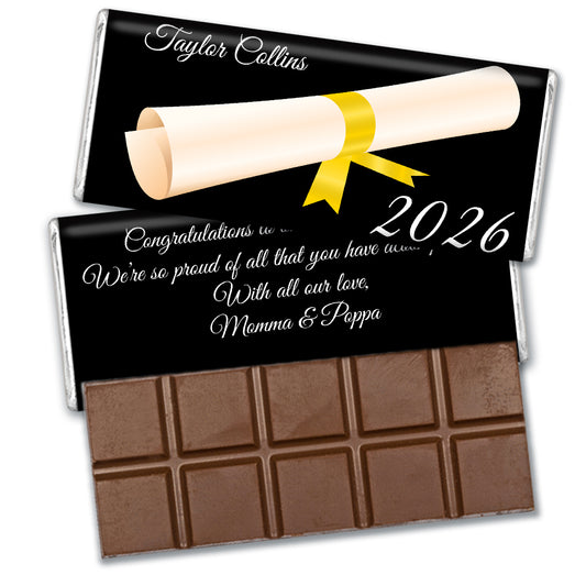 Yellow Graduation Personalized Hershey's Milk Chocolate Bar Diploma