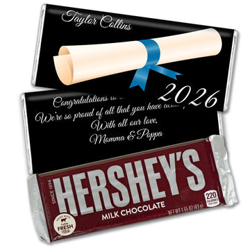 Blue Graduation Personalized Hershey's Milk Chocolate Bar Diploma