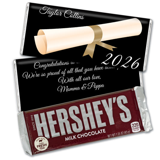 Gold Graduation Personalized Hershey's Milk Chocolate Bar Diploma