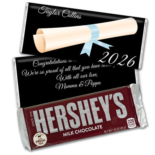 Light Blue Graduation Personalized Hershey's Milk Chocolate Bar Diploma