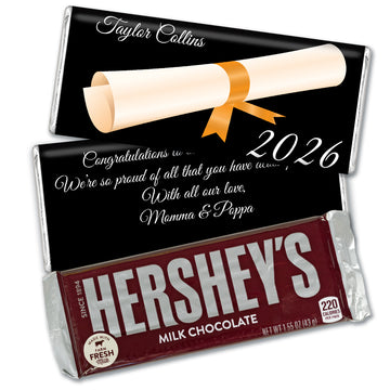 Orange Graduation Personalized Hershey's Milk Chocolate Bar Diploma