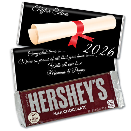 Red Graduation Personalized Hershey's Milk Chocolate Bar Diploma