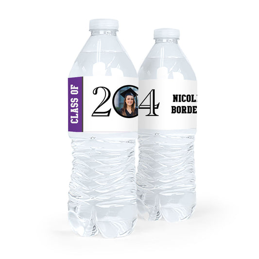 Personalized Graduation Circle Year Photo Water Bottle Sticker Labels (5 Labels)