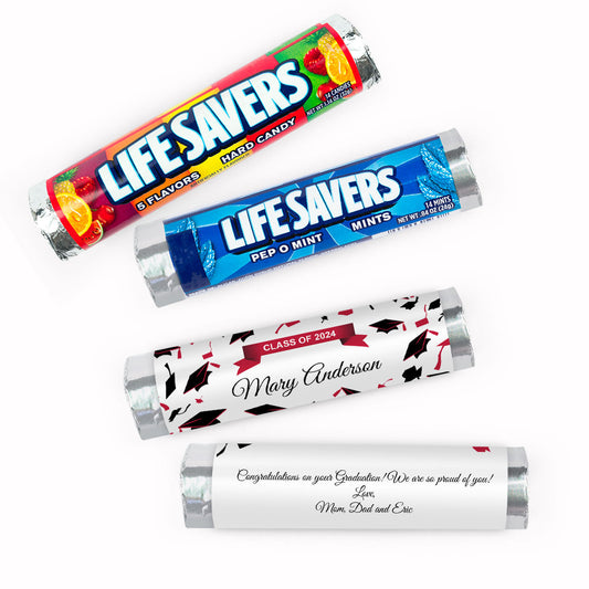 Personalized Graduation Hats Off Lifesavers Rolls (20 Rolls)