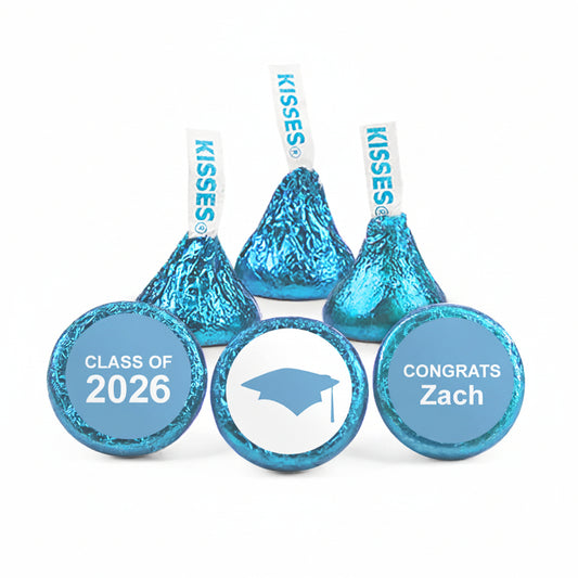 Personalized Light Blue Graduation Cap Hershey's Kisses