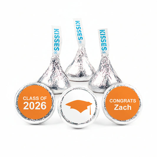 Personalized Orange Graduation Cap Hershey's Kisses