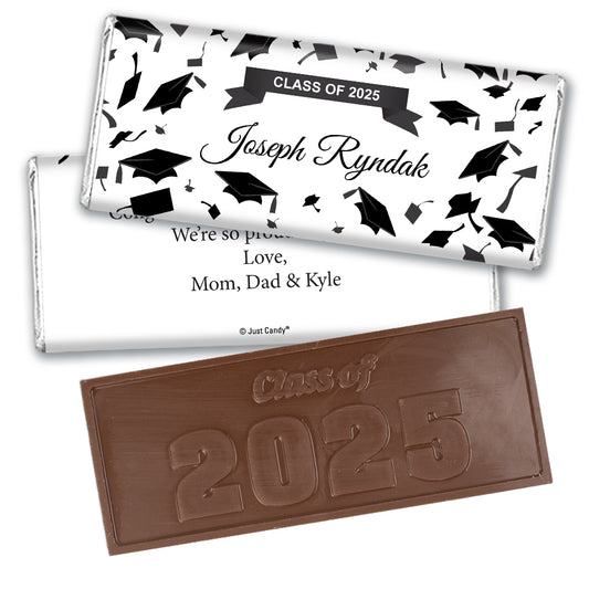 Graduation Personalized Embossed Chocolate Bar Tossed Caps
