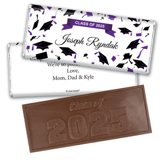 Graduation Personalized Embossed Chocolate Bar Tossed Caps