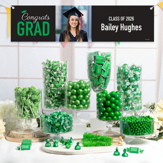 Personalized Green Graduation Photo Deluxe Candy Buffet