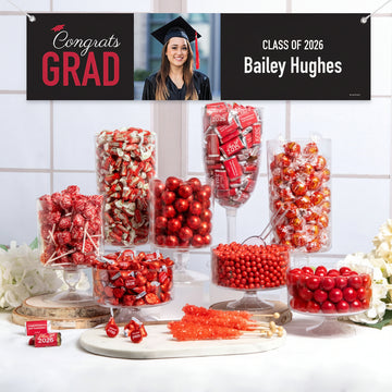 Personalized Red Graduation Photo Deluxe Candy Buffet