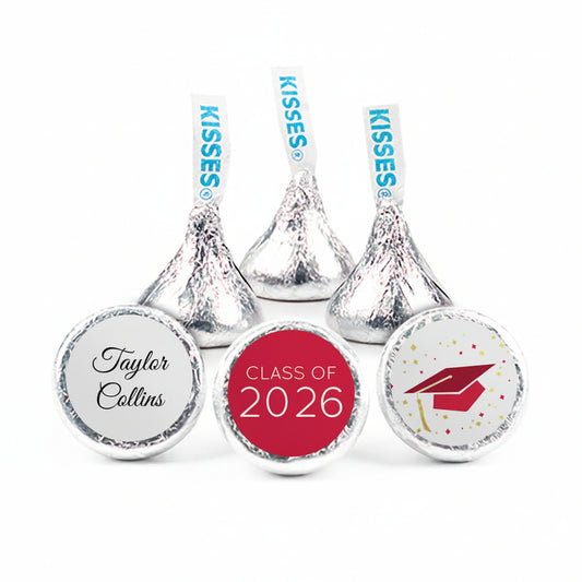 Red Graduation 3/4" Sticker Cap & Confetti (108 Stickers)