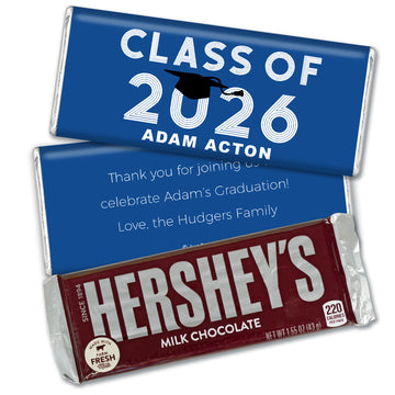 Personalized Blue Graduation Grad Cap Hershey's Milk Chocolate Bar