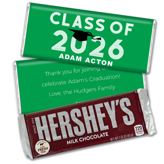 Personalized Green Graduation Grad Cap Hershey's Milk Chocolate Bar