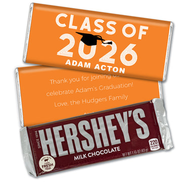 Personalized Orange Graduation Grad Cap Hershey's Milk Chocolate Bar